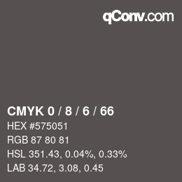 カラーコード: CMYK 0 / 8 / 6 / 66 | qconv.com