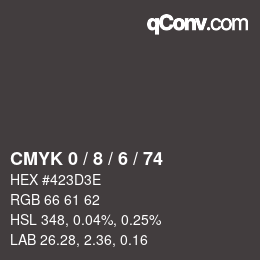 Color code: CMYK 0 / 8 / 6 / 74 | qconv.com