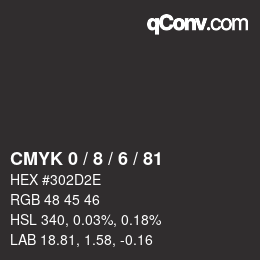 Color code: CMYK 0 / 8 / 6 / 81 | qconv.com