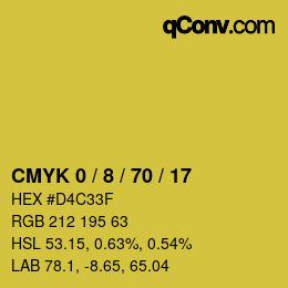 カラーコード: CMYK 0 / 8 / 70 / 17 | qconv.com