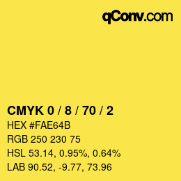 Farbcode: CMYK 0 / 8 / 70 / 2 | qconv.com