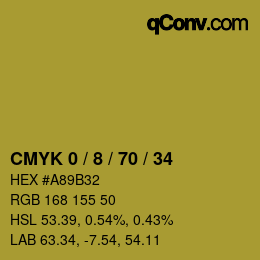 カラーコード: CMYK 0 / 8 / 70 / 34 | qconv.com