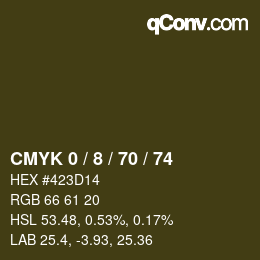 カラーコード: CMYK 0 / 8 / 70 / 74 | qconv.com