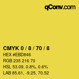 カラーコード: CMYK 0 / 8 / 70 / 8 | qconv.com