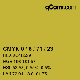 カラーコード: CMYK 0 / 8 / 71 / 23 | qconv.com