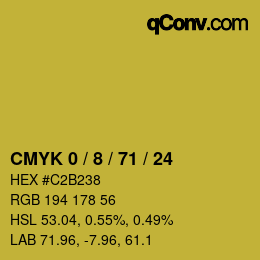カラーコード: CMYK 0 / 8 / 71 / 24 | qconv.com