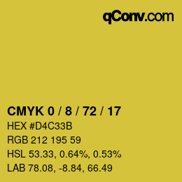 カラーコード: CMYK 0 / 8 / 72 / 17 | qconv.com