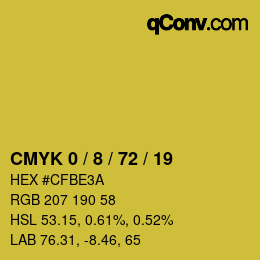 カラーコード: CMYK 0 / 8 / 72 / 19 | qconv.com