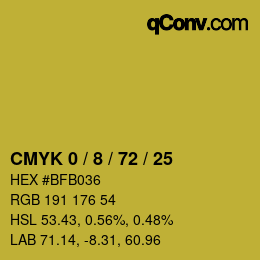 カラーコード: CMYK 0 / 8 / 72 / 25 | qconv.com