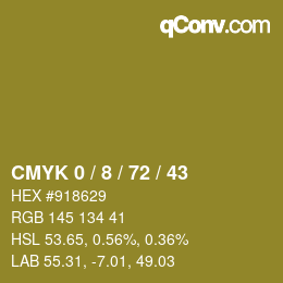カラーコード: CMYK 0 / 8 / 72 / 43 | qconv.com