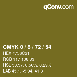 カラーコード: CMYK 0 / 8 / 72 / 54 | qconv.com