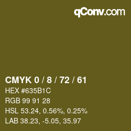 カラーコード: CMYK 0 / 8 / 72 / 61 | qconv.com