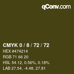 カラーコード: CMYK 0 / 8 / 72 / 72 | qconv.com