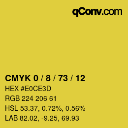 カラーコード: CMYK 0 / 8 / 73 / 12 | qconv.com