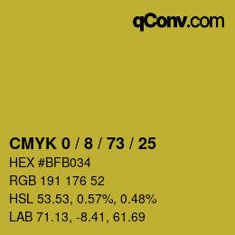 カラーコード: CMYK 0 / 8 / 73 / 25 | qconv.com