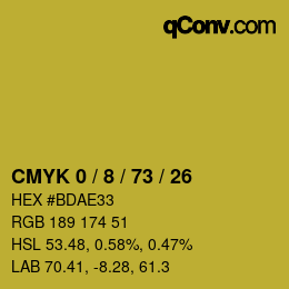 カラーコード: CMYK 0 / 8 / 73 / 26 | qconv.com