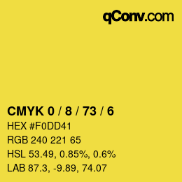 カラーコード: CMYK 0 / 8 / 73 / 6 | qconv.com