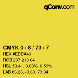 カラーコード: CMYK 0 / 8 / 73 / 7 | qconv.com