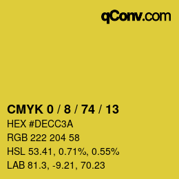 カラーコード: CMYK 0 / 8 / 74 / 13 | qconv.com