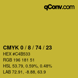 カラーコード: CMYK 0 / 8 / 74 / 23 | qconv.com