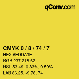 カラーコード: CMYK 0 / 8 / 74 / 7 | qconv.com