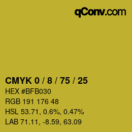 カラーコード: CMYK 0 / 8 / 75 / 25 | qconv.com