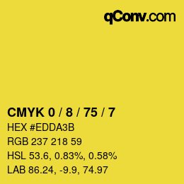 カラーコード: CMYK 0 / 8 / 75 / 7 | qconv.com