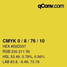 颜色代码: CMYK 0 / 8 / 76 / 10 | qconv.com