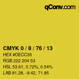 カラーコード: CMYK 0 / 8 / 76 / 13 | qconv.com