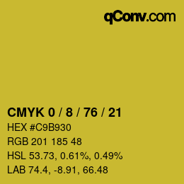 Code couleur: CMYK 0 / 8 / 76 / 21 | qconv.com