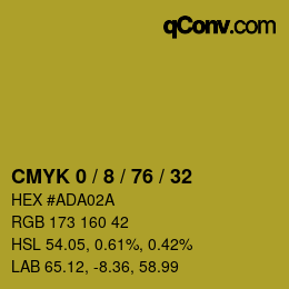 カラーコード: CMYK 0 / 8 / 76 / 32 | qconv.com