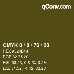カラーコード: CMYK 0 / 8 / 76 / 68 | qconv.com