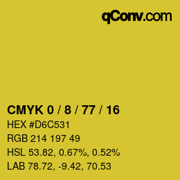 カラーコード: CMYK 0 / 8 / 77 / 16 | qconv.com