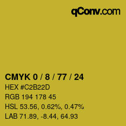カラーコード: CMYK 0 / 8 / 77 / 24 | qconv.com