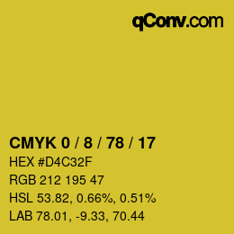 カラーコード: CMYK 0 / 8 / 78 / 17 | qconv.com