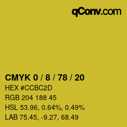 カラーコード: CMYK 0 / 8 / 78 / 20 | qconv.com