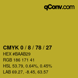 カラーコード: CMYK 0 / 8 / 78 / 27 | qconv.com