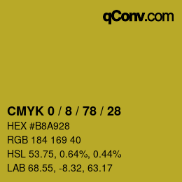 カラーコード: CMYK 0 / 8 / 78 / 28 | qconv.com