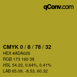カラーコード: CMYK 0 / 8 / 78 / 32 | qconv.com