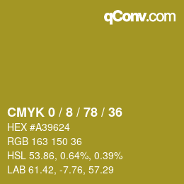 カラーコード: CMYK 0 / 8 / 78 / 36 | qconv.com