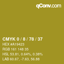 カラーコード: CMYK 0 / 8 / 78 / 37 | qconv.com