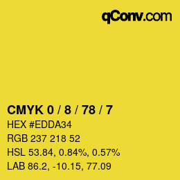 Farbcode: CMYK 0 / 8 / 78 / 7 | qconv.com