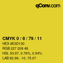 Code couleur: CMYK 0 / 8 / 79 / 11 | qconv.com
