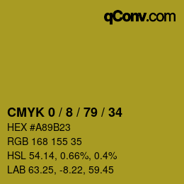 カラーコード: CMYK 0 / 8 / 79 / 34 | qconv.com
