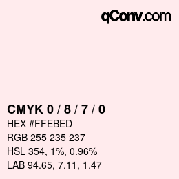 Farbcode: CMYK 0 / 8 / 7 / 0 | qconv.com