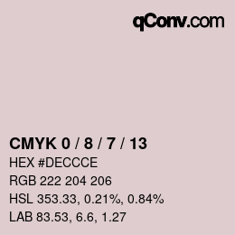 カラーコード: CMYK 0 / 8 / 7 / 13 | qconv.com