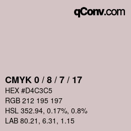 カラーコード: CMYK 0 / 8 / 7 / 17 | qconv.com