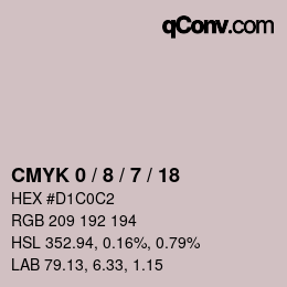 カラーコード: CMYK 0 / 8 / 7 / 18 | qconv.com