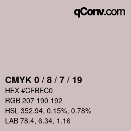 カラーコード: CMYK 0 / 8 / 7 / 19 | qconv.com