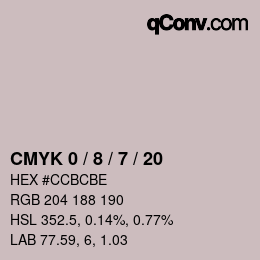Color code: CMYK 0 / 8 / 7 / 20 | qconv.com